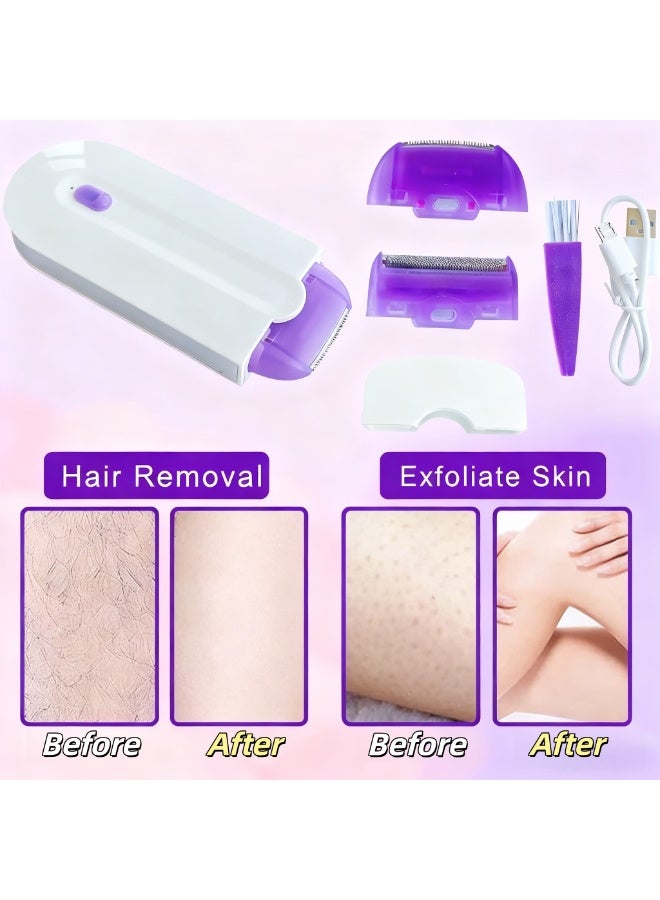 XiuWoo Electric Razor for Women,Painless Epilator,USB Rechargeable,Bikini Trimmer,Women's Shaver Cordless Wet and Dry,with 2 Pcs Heads,for Lip, Chin, Arms,face, Legs and underarms(White,US Standard) - Image 5