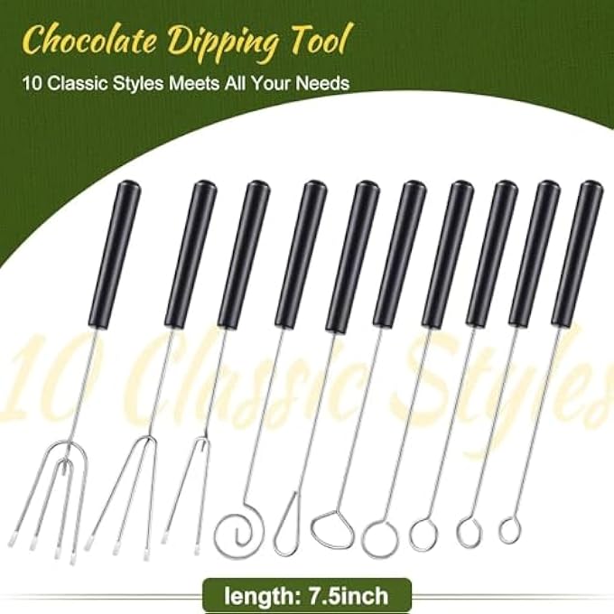 RAYYAN Chocolate Dipping Fork Set Diy Baking Supplies Stainless Steel Decorating Tool Set For Handmade Chocolates PralinesTruffles Multiplex Chef Art Pencil Candy Making Dipping Tool - Image 3