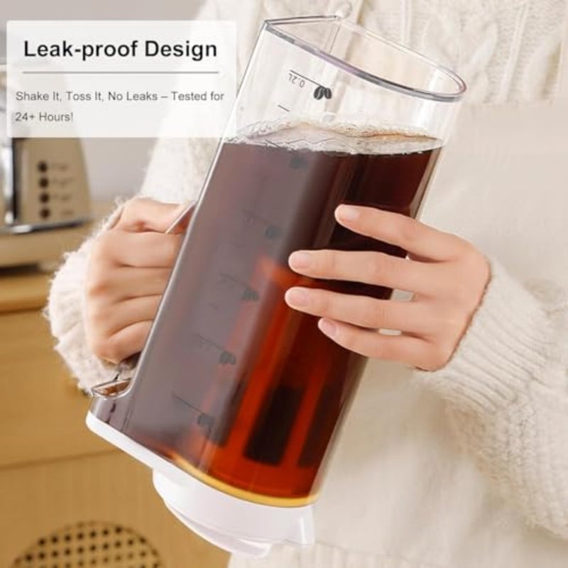 Cold Brew Coffee Maker 74oz 2200ml,Portable Iced Coffee And Tea Pitcher With Fine Mesh Filter And Lid, Leak-Proof Borosilicate Glass Carafe For Home Or Camping - Image 5