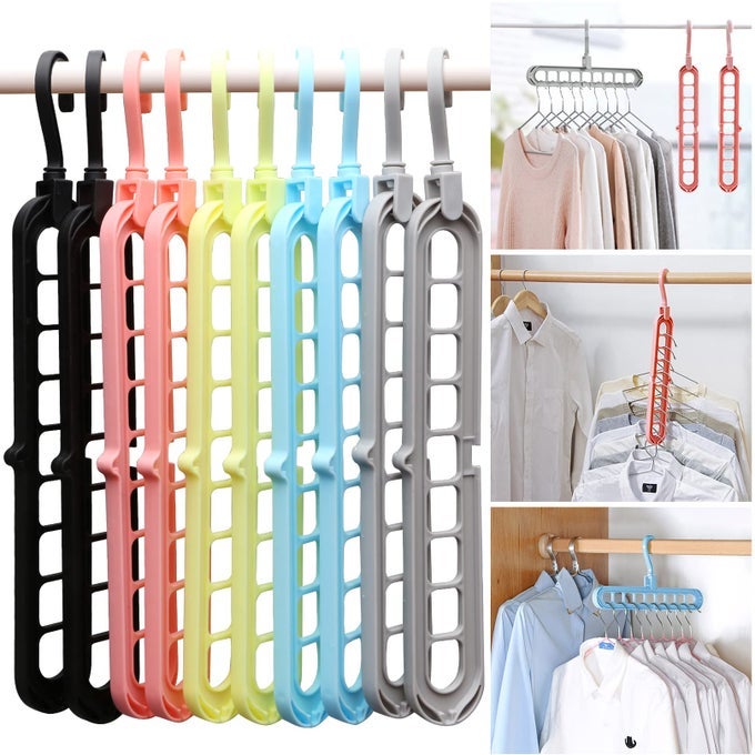 CLOSET ORGANIZERS AND STORAGECOLLEGE DORM ROOM ESSENTIALSPACK OF 10 MULTIFUNCTIONAL ORGANIZER MAGIC SPACE SAVING HANGERS WITH 9 HOLES STORAGE ORGANIZATION FOR WARDROBE CLOSET