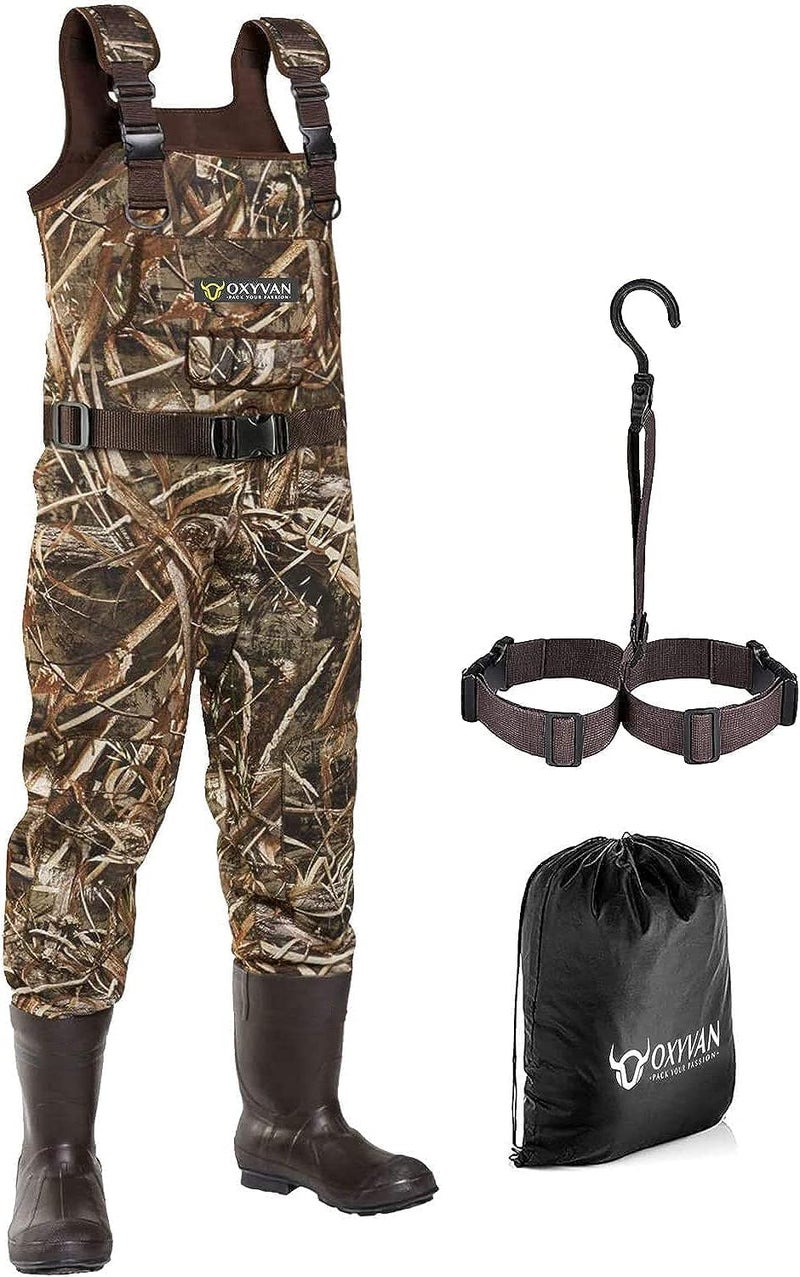 OXYVAN Store Duck Hunting Waders with 600G Rubber Boots Insulated,Neoprene Realtree MAX-7 Camo Fishing Chest Waders for Men & Women - Image 1