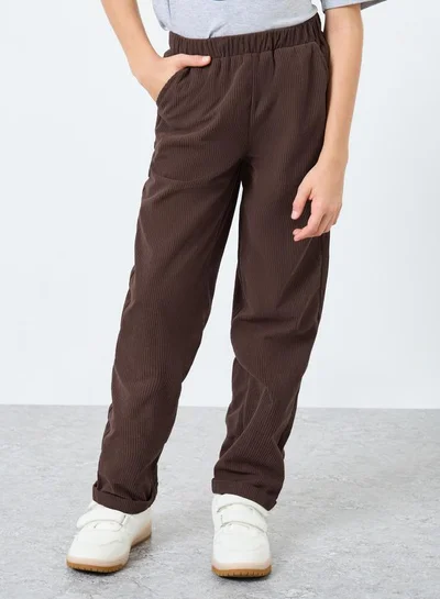 Styli Teens Brown Corduroy Straight Leg Pants