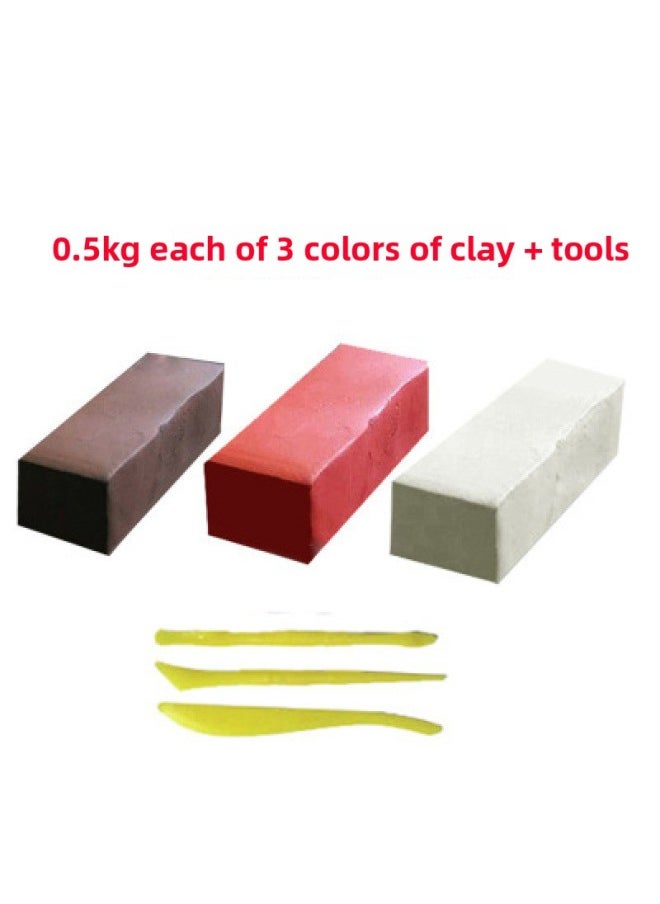 null - Linghan Purple Sand Professional Yixing Clay Does Not Crack Wipe Buddha Plastic Tea Set Clay Manual Clay Full Of Special Olympics-Color:0.5kg Each Of Three Colors Of Mud, Free Three-piece Tool Set✈ - Image 1