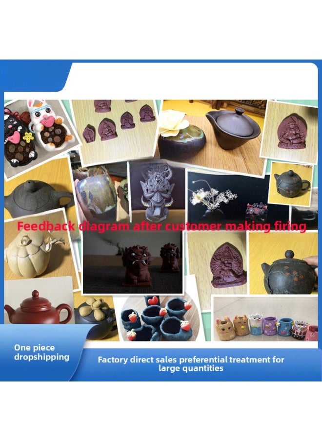 null - Linghan Purple Sand Professional Yixing Clay Does Not Crack Wipe Buddha Plastic Tea Set Clay Manual Clay Full Of Special Olympics-Color:0.5kg Each Of Three Colors Of Mud, Free Three-piece Tool Set✈ - Image 1