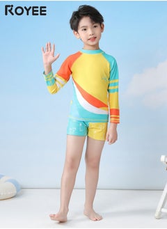 Royee Children's Swimsuit kids Long Sleeved One Piece Sun Proof Swimsuit With Hat For Height 70-120cm Boys  - Image 2