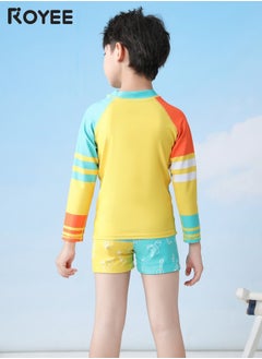 Royee Children's Swimsuit kids Long Sleeved One Piece Sun Proof Swimsuit With Hat For Height 70-120cm Boys  - Image 3