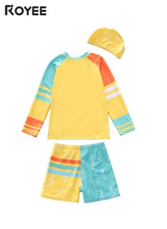 Royee Children's Swimsuit kids Long Sleeved One Piece Sun Proof Swimsuit With Hat For Height 70-120cm Boys  - Image 4