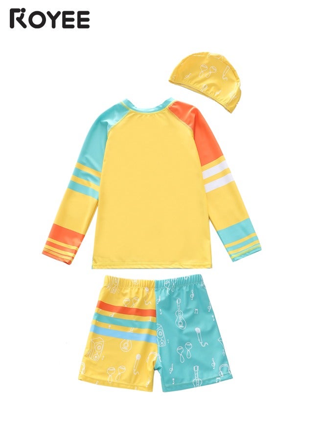 Royee Children's Swimsuit kids Long Sleeved One Piece Sun Proof Swimsuit With Hat For Height 70-120cm Boys  - Image 4