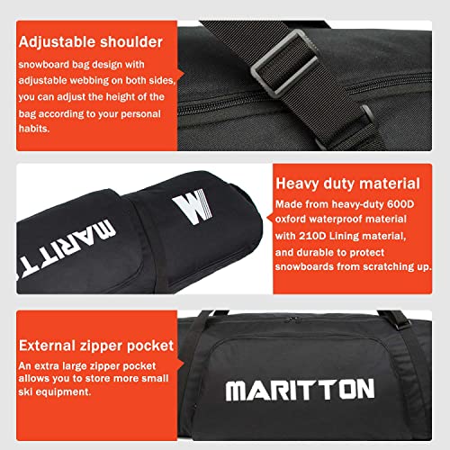 MARITTON Padded Snowboard and Boot Bag Combo,Store Transport Snowboard Up to 165 cm and Boots Up to Size 13,Two-Piece Snowboard Travel Bags. (BLK) - Image 5