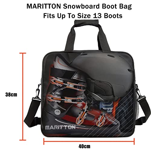 MARITTON Padded Snowboard and Boot Bag Combo,Store Transport Snowboard Up to 165 cm and Boots Up to Size 13,Two-Piece Snowboard Travel Bags. (BLK) - Image 4