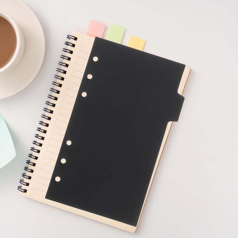 A6 6 Hole Loose Leaf Index Dividers Black PVC 18 Sheets for Notepad Organizers Office Filing Supplies - Image 4