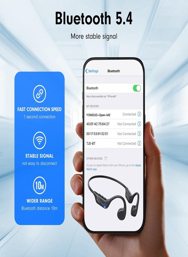 سماعات رأس يومدود بتقنية التوصيل العظمي، سماعات رأس مفتوحة الأذن، سماعات رأس لاسلكية مزودة بميكروفون، بلوتوث 5.4، مدة تشغيل تصل إلى 10 ساعات، ومقاومة للماء بمعيار IPX5، سماعات رياضية للجري والأنشطة الخارجية - Image 5