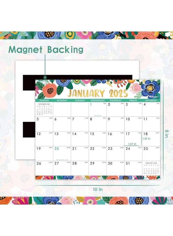 Makapoo Magnetic Calendar For Fridge - Calendar 2025 From Jan.2025 - Dec.2025, Magnetic Calendar 2025, 8" × 10",Tear-Off Pad, Blocks With Julian Dates - Floral  - Image 5