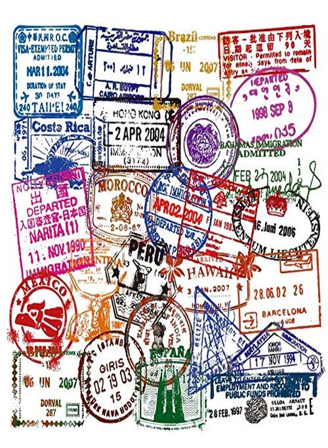 iDream Retro Postmark Visa Seal Graffiti Travel Vinyl Stickers (Set of 50) - 3 to 8 cm, DIY Scrapbook, Luggage, Laptop and Journal Decorative Stickers for Travel Lovers - Image 3