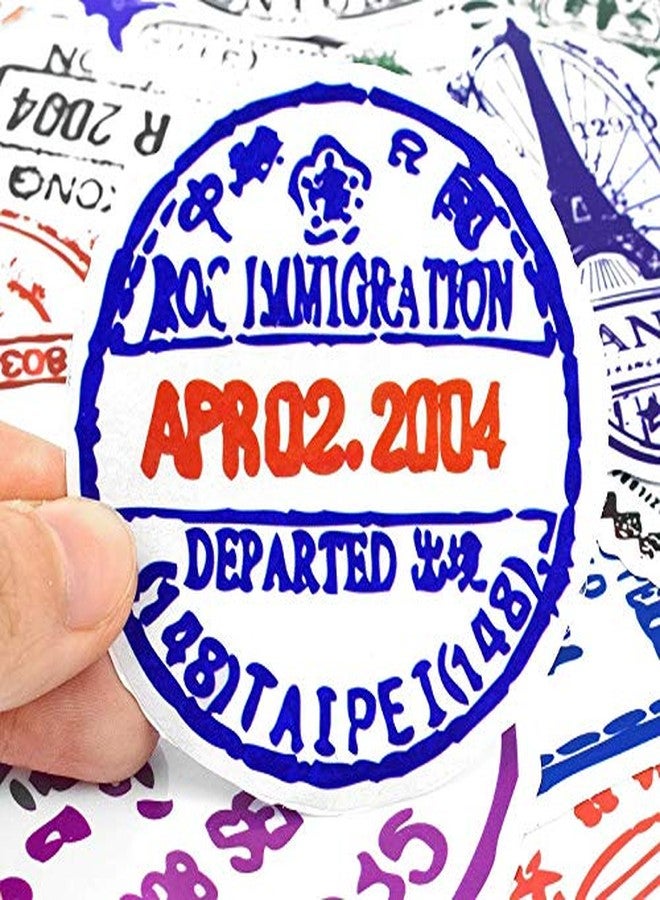 iDream Retro Postmark Visa Seal Graffiti Travel Vinyl Stickers (Set of 50) - 3 to 8 cm, DIY Scrapbook, Luggage, Laptop and Journal Decorative Stickers for Travel Lovers - Image 4