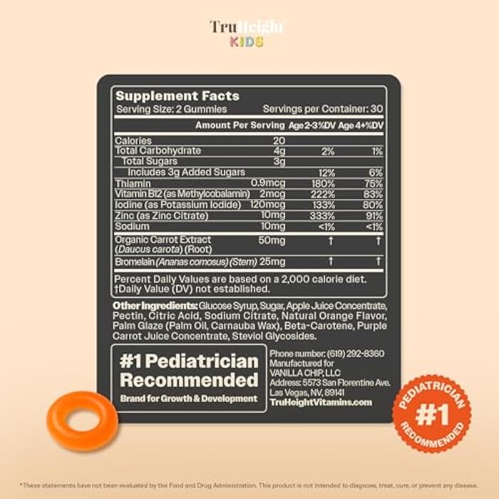 TruHeight Kids Appetite Booster Gummies (Orange, Ages 2+) All Natural Toddler & Kids Appetite Stimulant to Eat More - Weight Gain Supplements - Vitamins for Underweight Children - Picky Eater Vitamin - Image 5