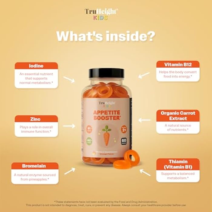 TruHeight Kids Appetite Booster Gummies (Orange, Ages 2+) All Natural Toddler & Kids Appetite Stimulant to Eat More - Weight Gain Supplements - Vitamins for Underweight Children - Picky Eater Vitamin - Image 4