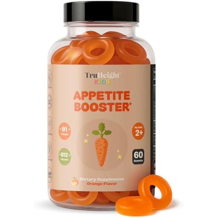 TruHeight Kids Appetite Booster Gummies (Orange, Ages 2+) All Natural Toddler & Kids Appetite Stimulant to Eat More - Weight Gain Supplements - Vitamins for Underweight Children - Picky Eater Vitamin - Image 1
