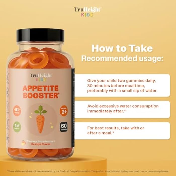 TruHeight Kids Appetite Booster Gummies (Orange, Ages 2+) All Natural Toddler & Kids Appetite Stimulant to Eat More - Weight Gain Supplements - Vitamins for Underweight Children - Picky Eater Vitamin - Image 2