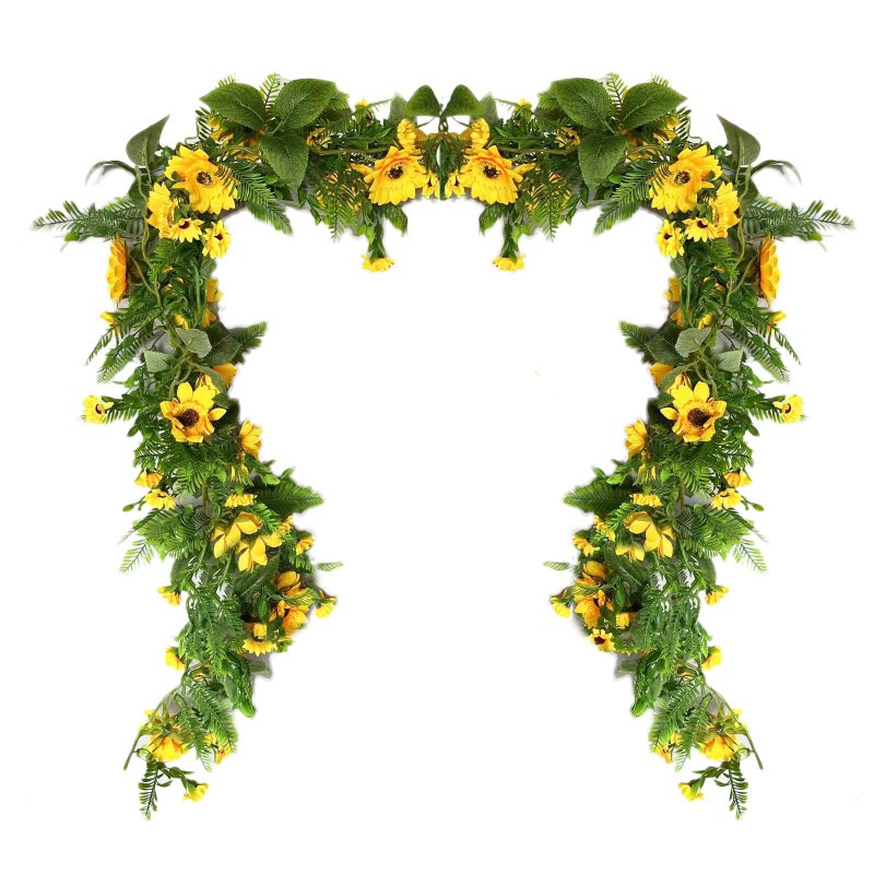 UKELER 3 Pack Artificial Sunflower Garland Fake Hanging Garland Yellow Sunflower Vines Artificial Sunflowers for Home Hotel Office Wedding Party Garden Craft Art Dcor