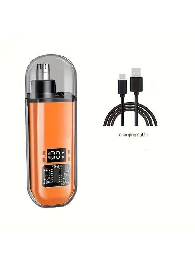 مشذب شعر الأنف الكهربائي الأسود بشاشة رقمية قابلة للشحن عبر USB للرجال والنساء - Image 3