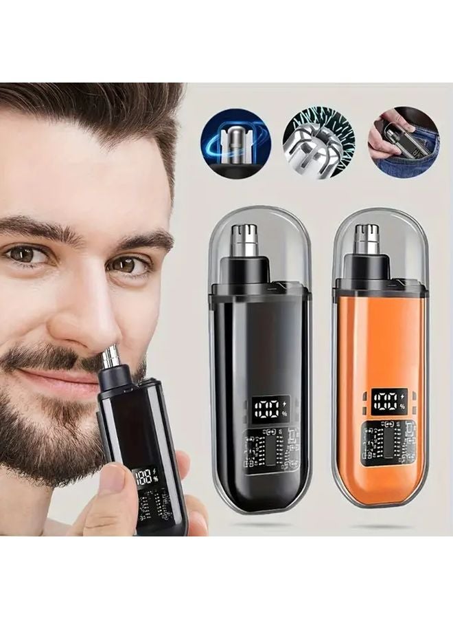مشذب شعر الأنف الكهربائي الأسود بشاشة رقمية قابلة للشحن عبر USB للرجال والنساء - Image 2