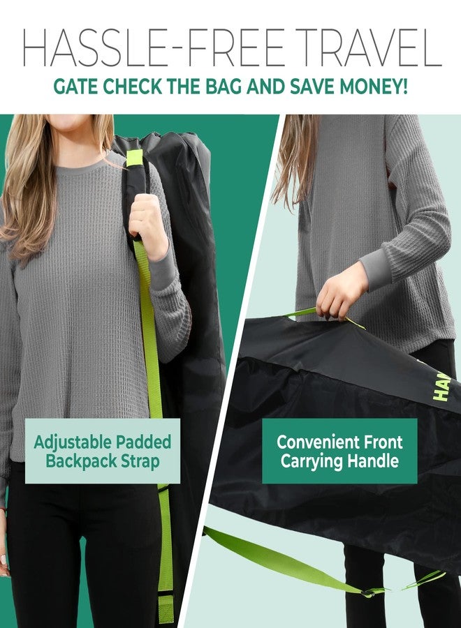 reperkid Umbrella Stroller Bag for Airplane Travel, Black and Green, 47" H x 15" W x 12" D, Fits Most Single and Double Umbrella Strollers - Premium Waterproof Cover, Adjustable Shoulder Strap - Image 4