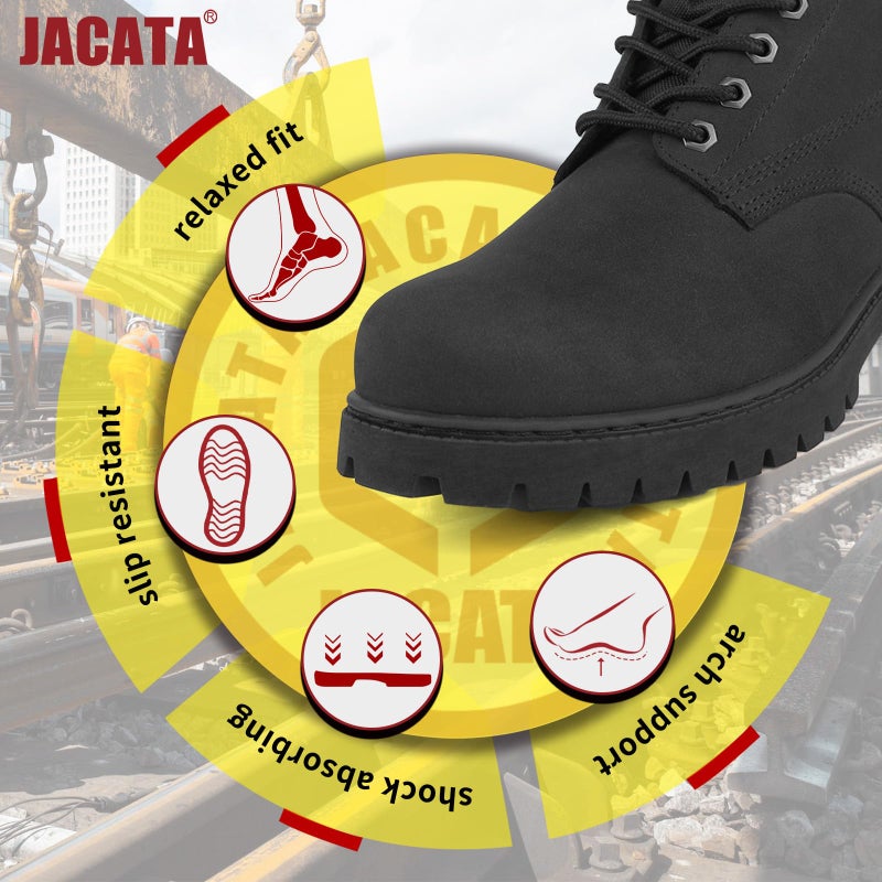 Jacata Men's Water Resistant Leather Work Boot Rubber Sole Construction Oil Resistant Utility Industrial Boots(Size 10) - Image 5