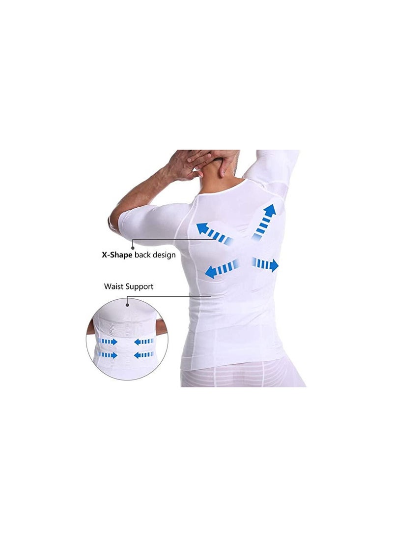 DeloPik Short sleeves tank corset men corset abdomen vest muscle body shaper top (32)  - Image 3