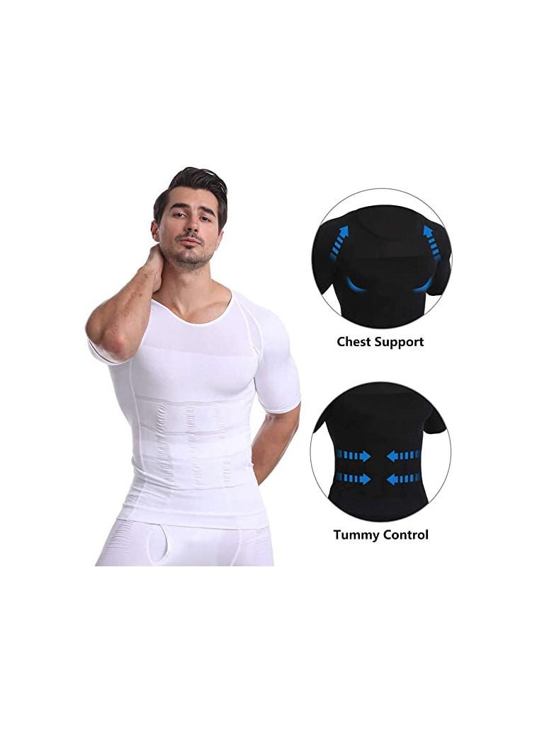DeloPik Short sleeves tank corset men corset abdomen vest muscle body shaper top (32)  - Image 2