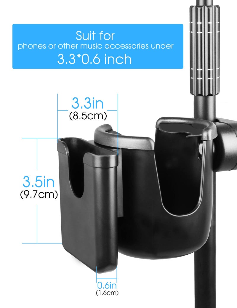 Mr.Power Mic Stand Cup Holder with Phone Holder, Universal 2-in-1 Bottle Holder for Music Stand, Boom - Image 2