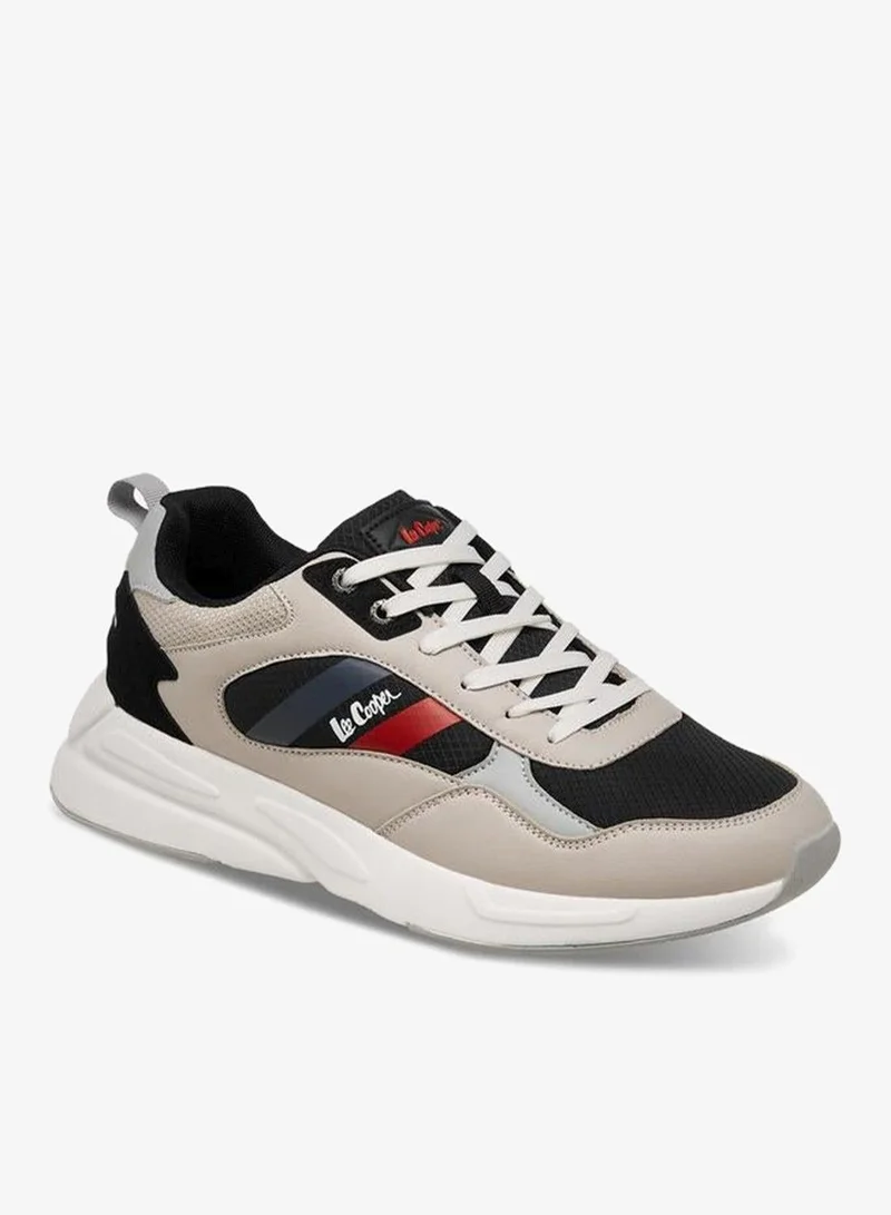 Lee Cooper GREY Men's Panelled Lace-Up Sneakers with Pull Tab for Men | Best Price UAE