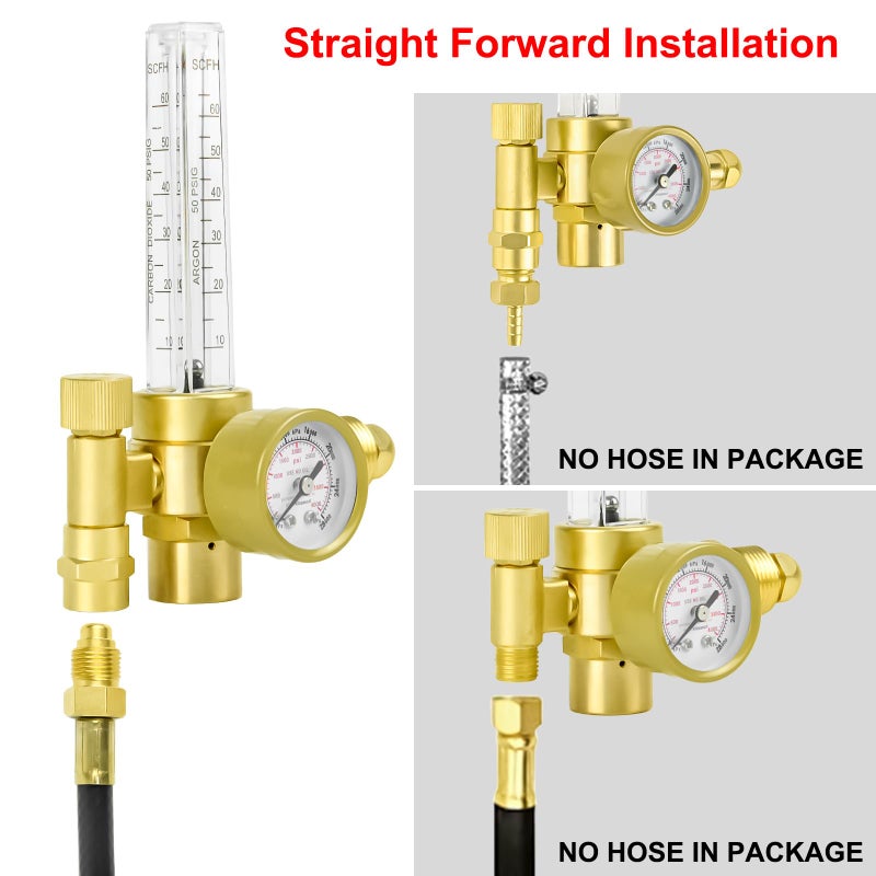 Zistel CO2 Argon Regulator Argon Flow Meter Gas Regulator Gauge for Mig Tig Weld with 10FT Gas Hose Welding - Image 3