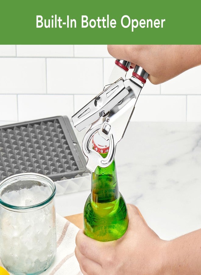 توفولو فتاحة علب يدوية شديدة التحمل من توفولو، 2 في 1، مصنوعة من الفولاذ المقاوم للصدأ مع فتاحة زجاجات، أداة مطبخ سهلة الدوران، لون أحمر سانجريا، حافة ناعمة، قطع آمن، بدون حواف حادة، فتاحة علب يدوية يدوية للعلب المعدنية - Image 5