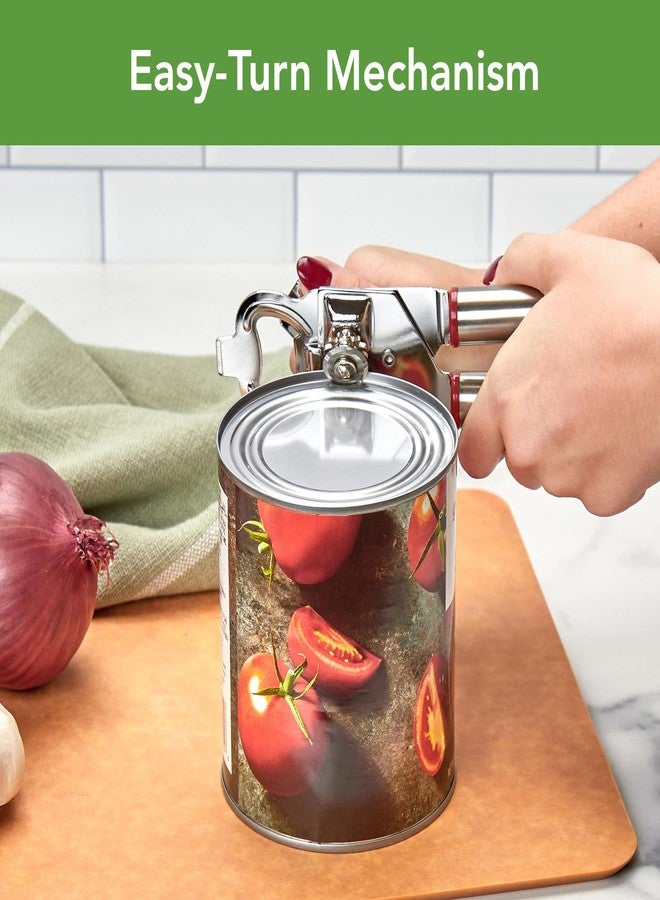 توفولو فتاحة علب يدوية شديدة التحمل من توفولو، 2 في 1، مصنوعة من الفولاذ المقاوم للصدأ مع فتاحة زجاجات، أداة مطبخ سهلة الدوران، لون أحمر سانجريا، حافة ناعمة، قطع آمن، بدون حواف حادة، فتاحة علب يدوية يدوية للعلب المعدنية - Image 3