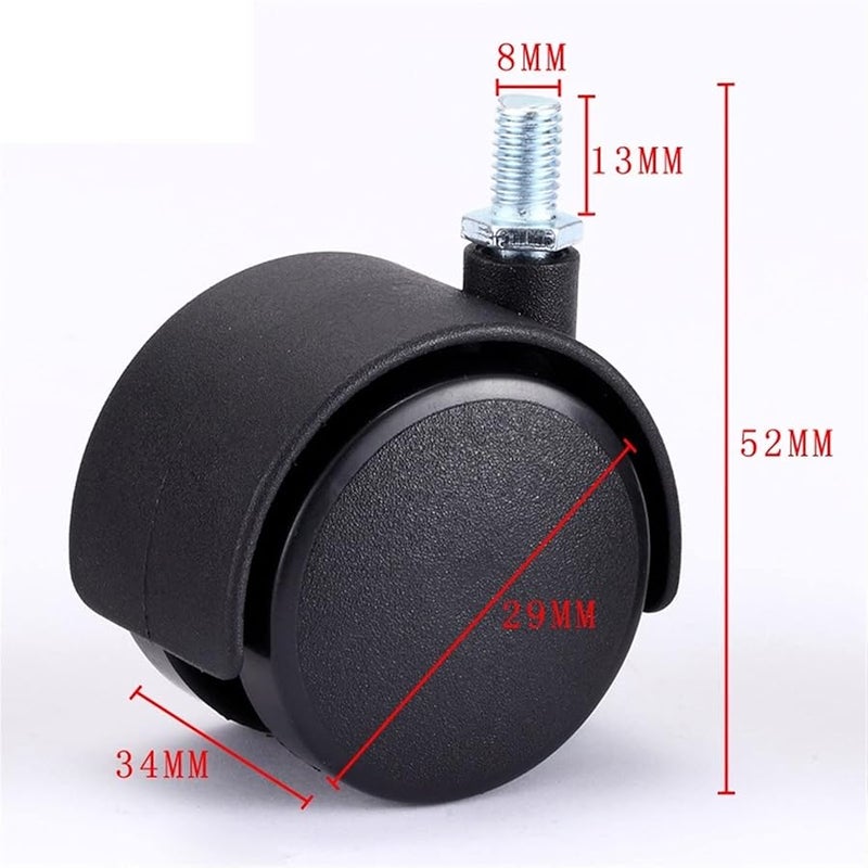 M8 Thread Swivel Caster Wheel 30mm Plate With Brake Furniture Replacement Castors 4 X Screw No Brake - Image 3