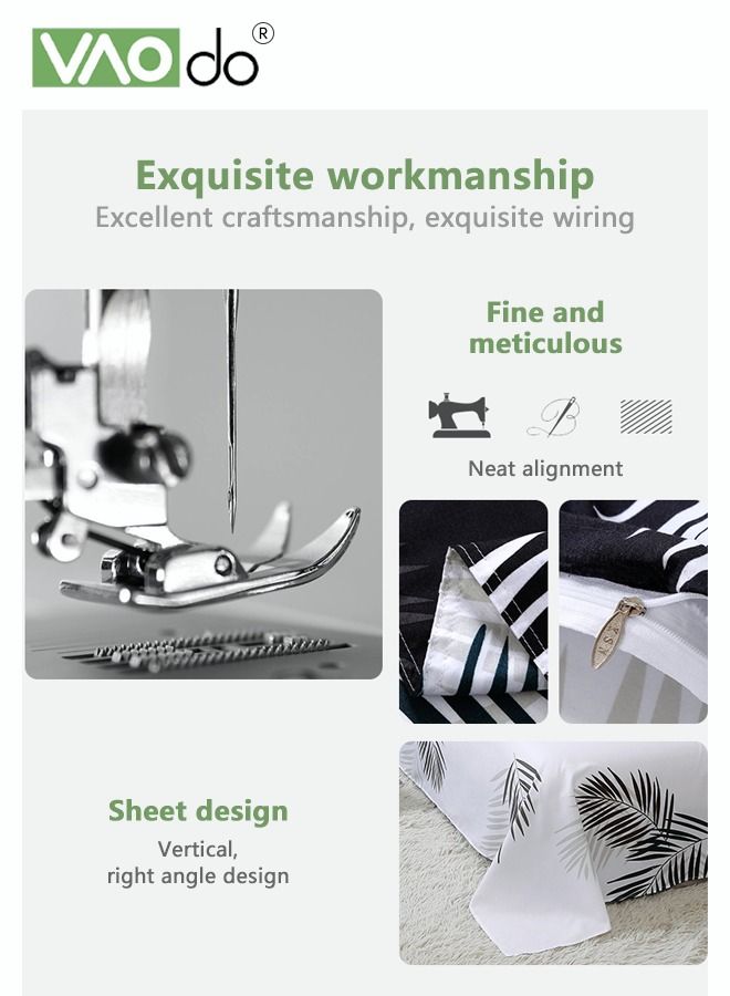 فاو دو طقم فراش مريح من 4 قطع، ناعم وجيد التهوية، لطيف على البشرة، يتضمن ملاءات وغطاء لحاف ووسادتين، مقاس السرير 2 متر، 200*230 سم - Image 4