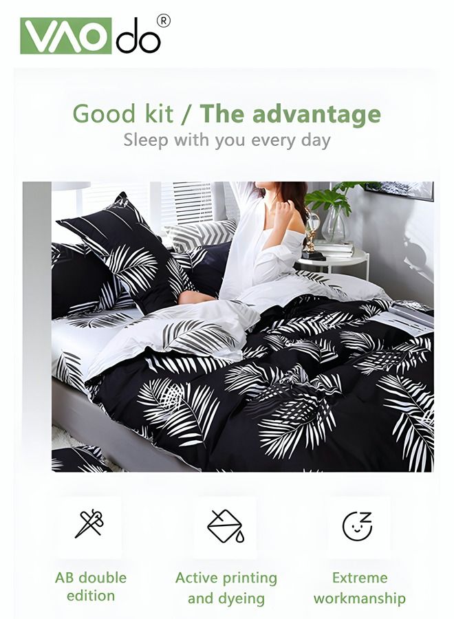 فاو دو طقم فراش مريح من 4 قطع، ناعم وجيد التهوية، لطيف على البشرة، يتضمن ملاءات وغطاء لحاف ووسادتين، مقاس السرير 2 متر، 200*230 سم - Image 3