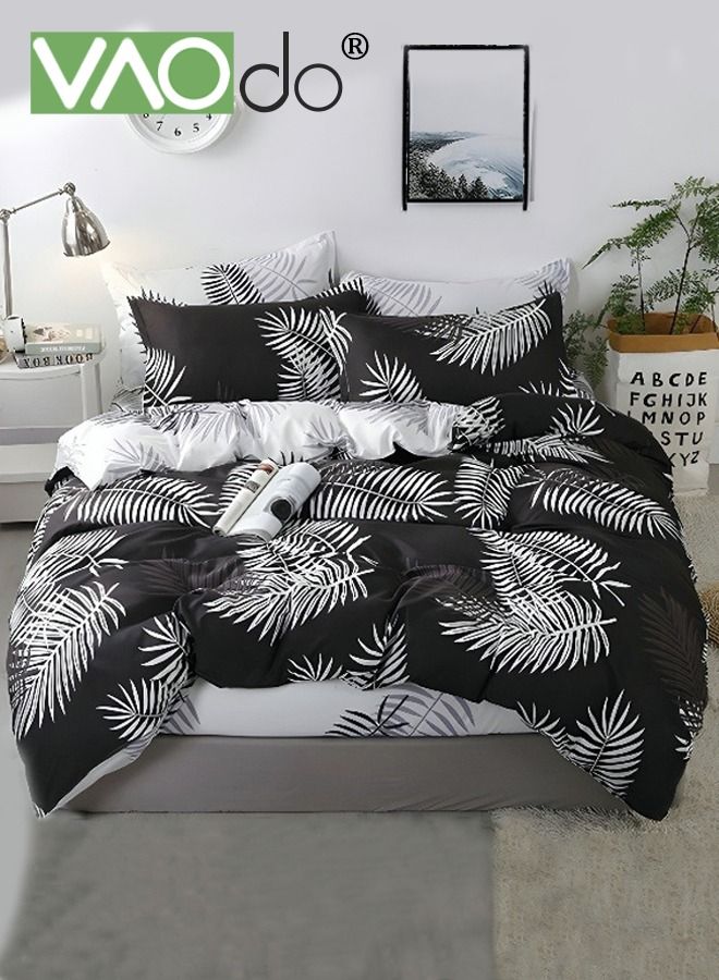 فاو دو طقم فراش مريح من 4 قطع، ناعم وجيد التهوية، لطيف على البشرة، يتضمن ملاءات وغطاء لحاف ووسادتين، مقاس السرير 2 متر، 200*230 سم - Image 1