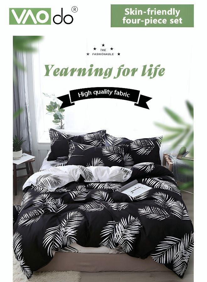 فاو دو طقم فراش مريح من 4 قطع، ناعم وجيد التهوية، لطيف على البشرة، يتضمن ملاءات وغطاء لحاف ووسادتين، مقاس السرير 2 متر، 200*230 سم - Image 2