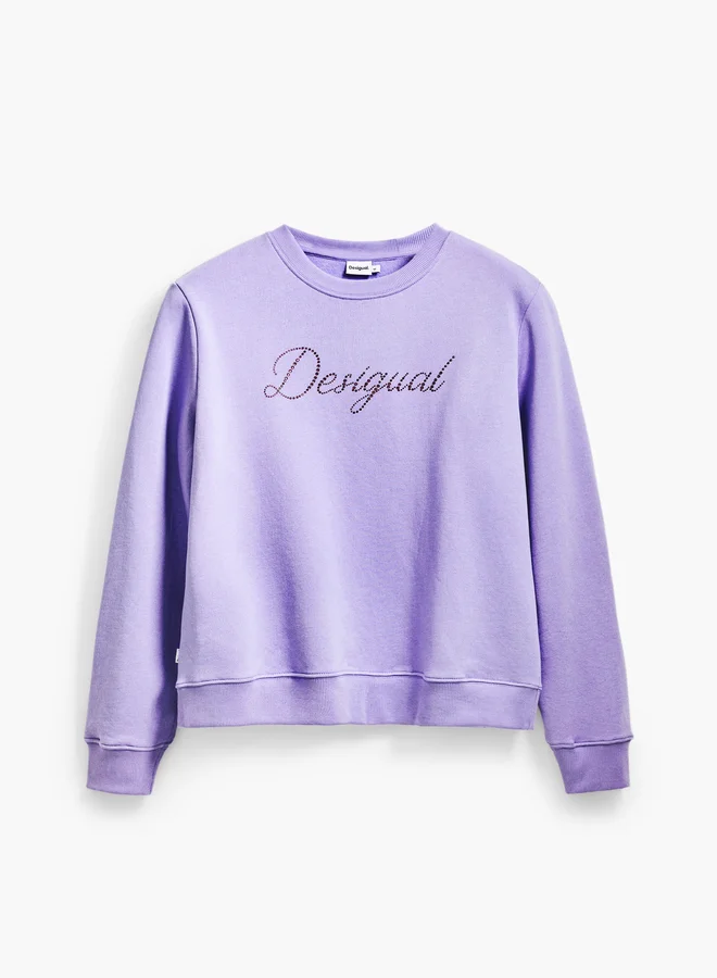DESIGUAL Rhinestone Logo Sweatshirt
