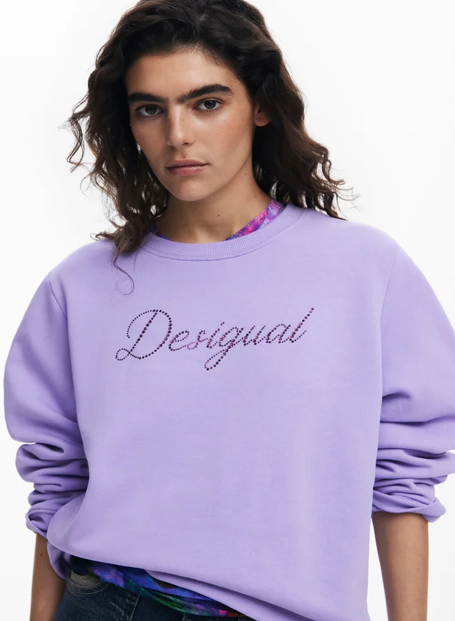 DESIGUAL Rhinestone Logo Sweatshirt
