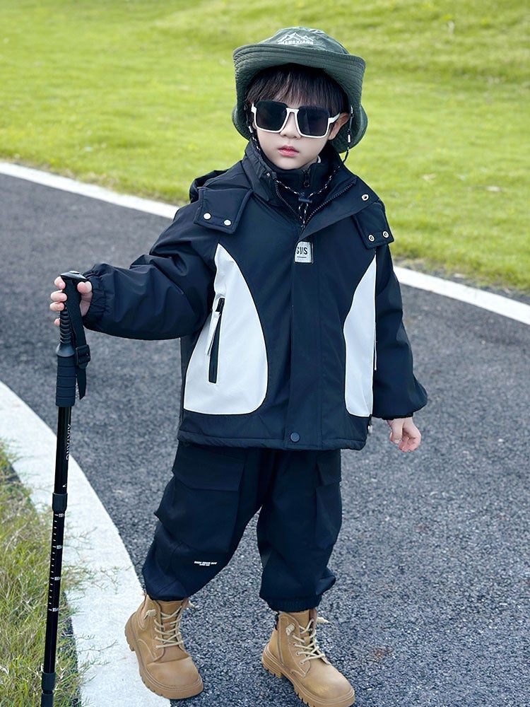 Boys' Coat Three-In-One Children'S Charge Clothes Men'S Baby Children'S Wear Thickened Hooded Top - Image 2