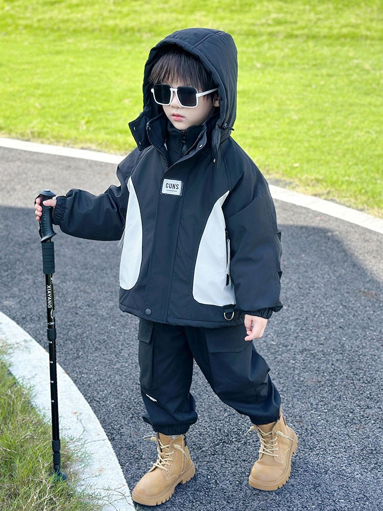 Boys' Coat Three-In-One Children'S Charge Clothes Men'S Baby Children'S Wear Thickened Hooded Top - Image 3