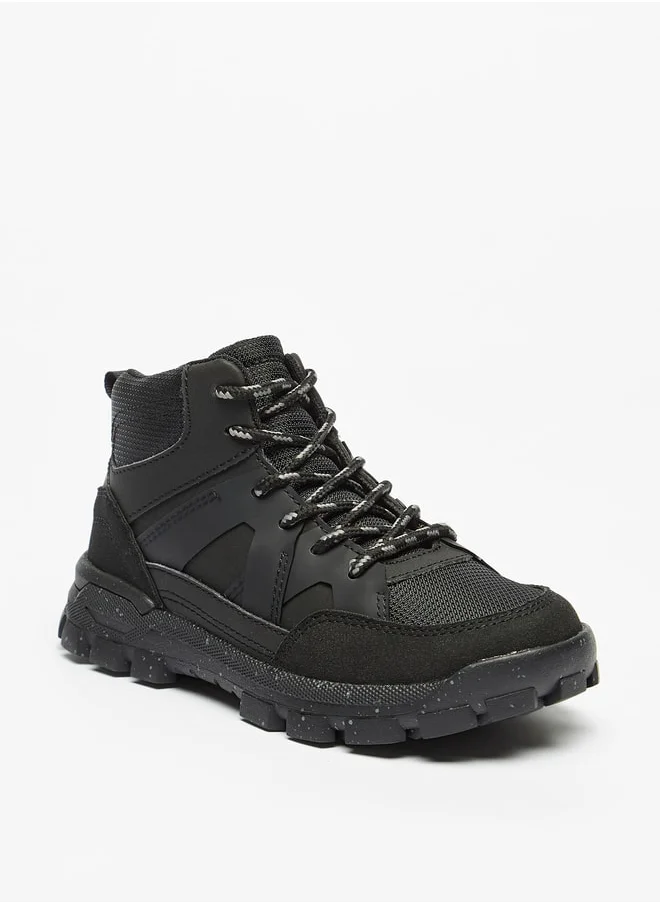 DUCHINI Boys Textured High-Cut Boots With Zip Closure