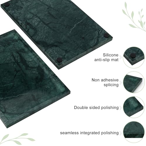 MULWR Real Luxurious Natural Marble Tray - 12x8 Inch Marble Vanity Tray for Perfume Display, Jewelry Organizer, Bathroom & Home Decor -Heavy Duty Non-Slip Stone Tray (Non-Resin/Non-Ceramic)（Green） - Image 4