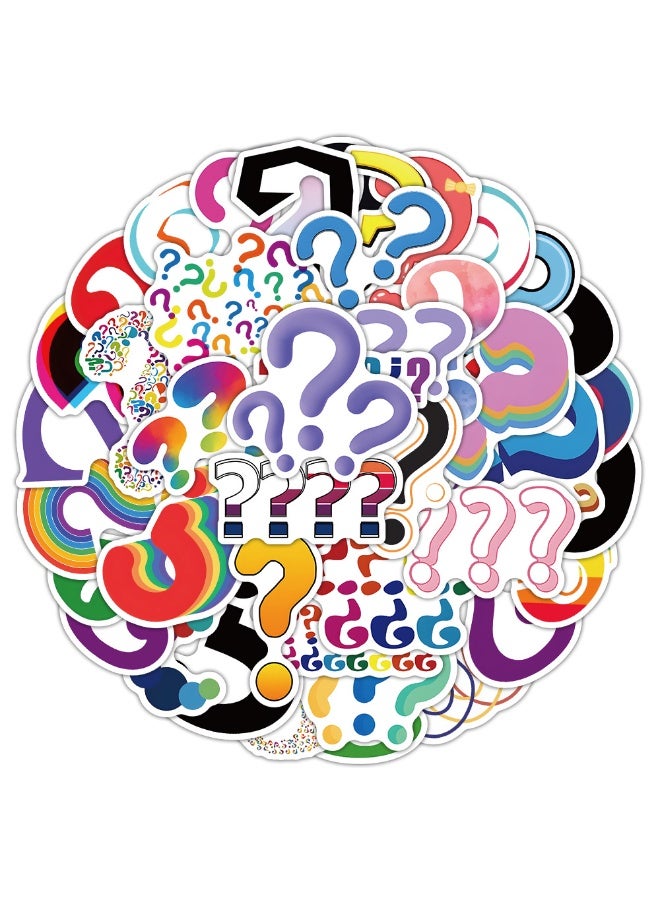 NIBEMINENT 60 Pcs Question Mark Deco Kit Waterproof Stickers, High Definition Printing Bright Colors, Suitable for Laptop Skateboard Luggage Water Bottle Guitar DIY - Image 1