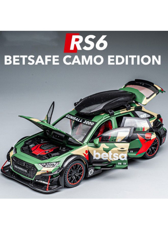 1:24 Alloy Toy Car RS6 Track Modified Version Simulation Alloy Car Generation Car Model Simulation Alloy-Color:Golden Cube RS6 Avant Road Edition Green Belt Travel Box
