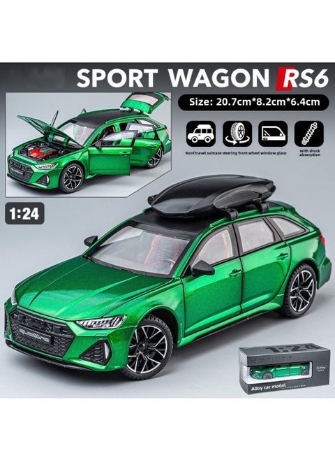 1:24 Alloy Toy Car RS6 Track Modified Version Simulation Alloy Car Generation Car Model Simulation Alloy-Color:Golden Cube RS6 Avant Road Edition Green Belt Travel Box