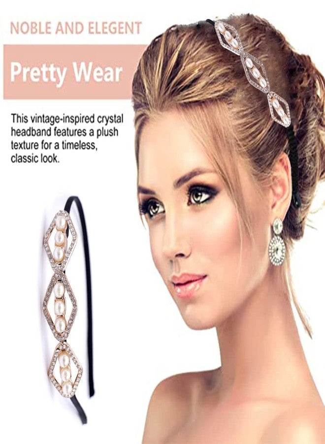 Honbon Crystal Rhinestone jewellery Headband for Women sparkly color embellished Bead Boho Hairband Fashion Accessories for Girls Pack of 2 - Image 5